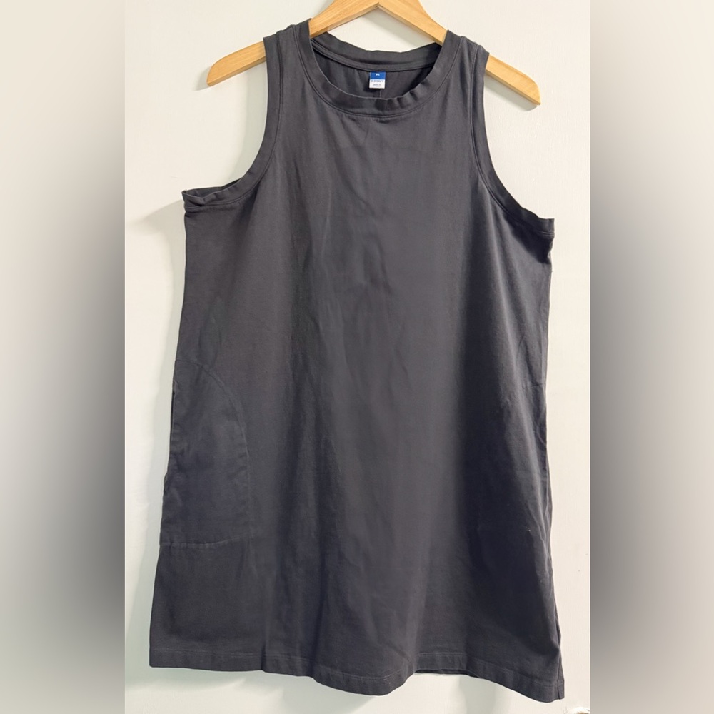 Old Navy XL Panther Gray Tank Dress A-Line Cotton Mini w Pockets